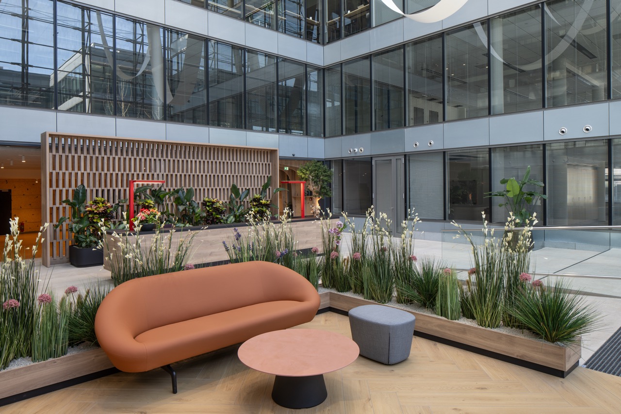 Indoor atrium with plants