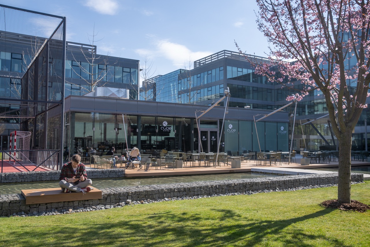 Campus exterior with terrace